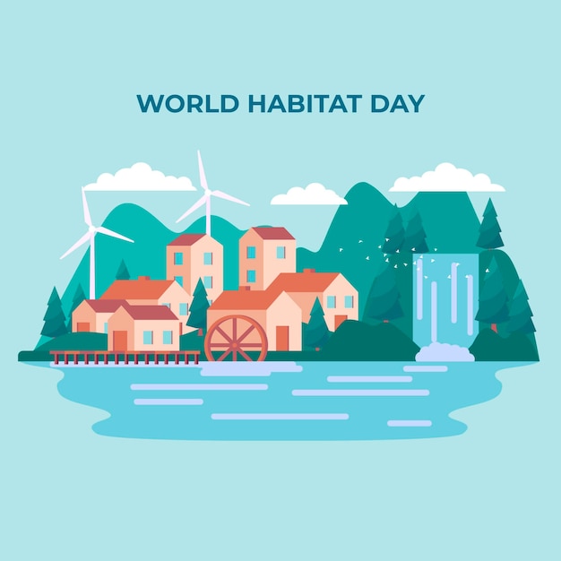 Flat design world habitat day