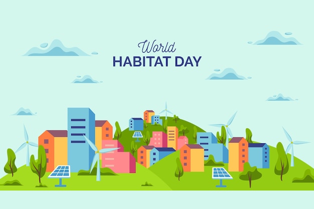 Flat design world habitat day