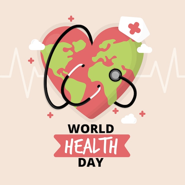 Flat design world health day planet earth nurse