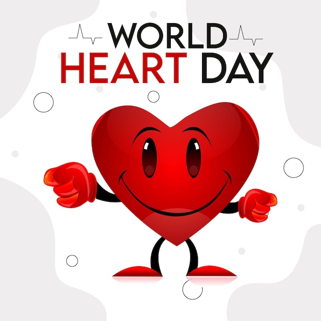 Flat design world heart day concept in vector