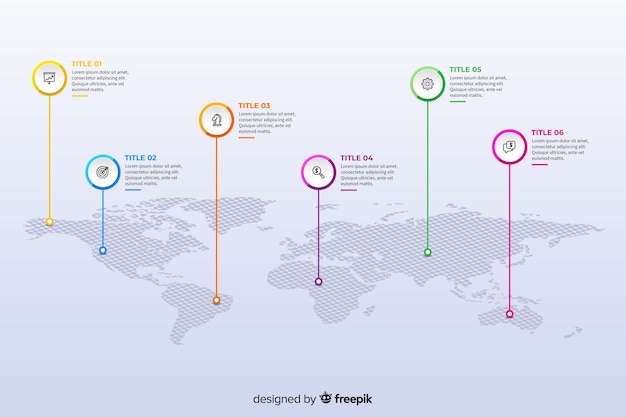 평면 디자인 세계지도 Infographic 템플릿