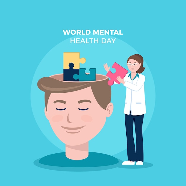 Flat design world mental health day background