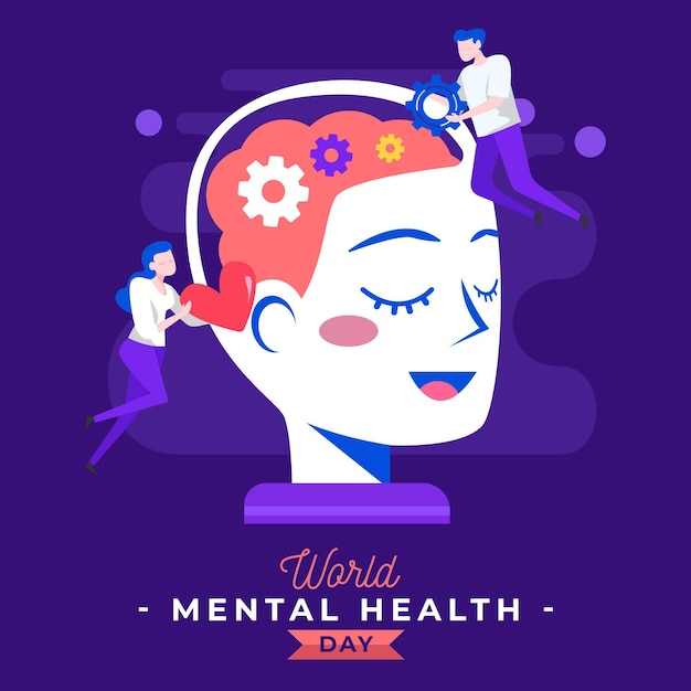 Flat design world mental health day with woman