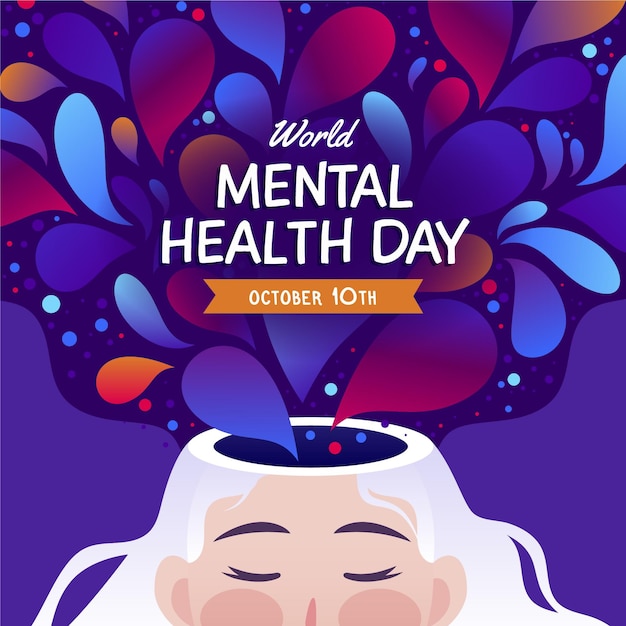 Vector flat design world mental health day