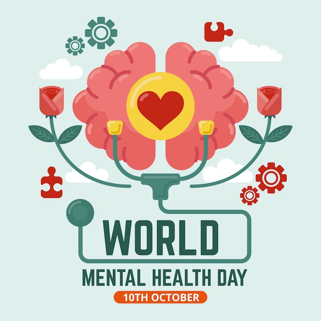 Vector flat design world mental health day