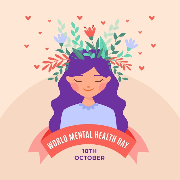 Flat design world mental health day