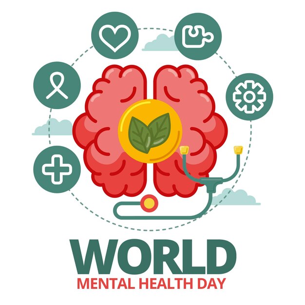 Flat design world mental health day