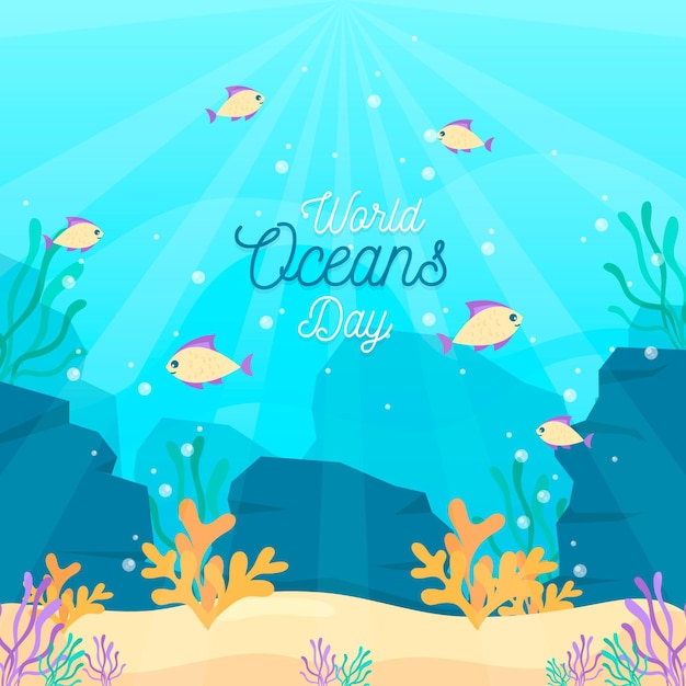 Vettore giornata mondiale degli oceani design piatto