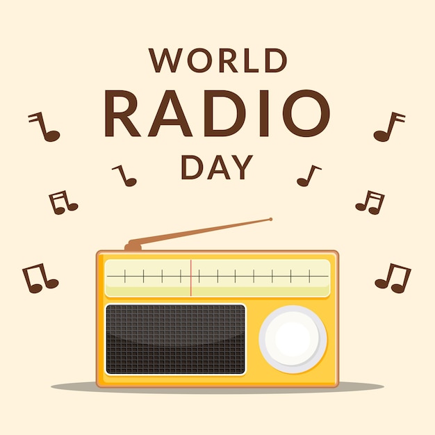 Flat design world radio day illustration