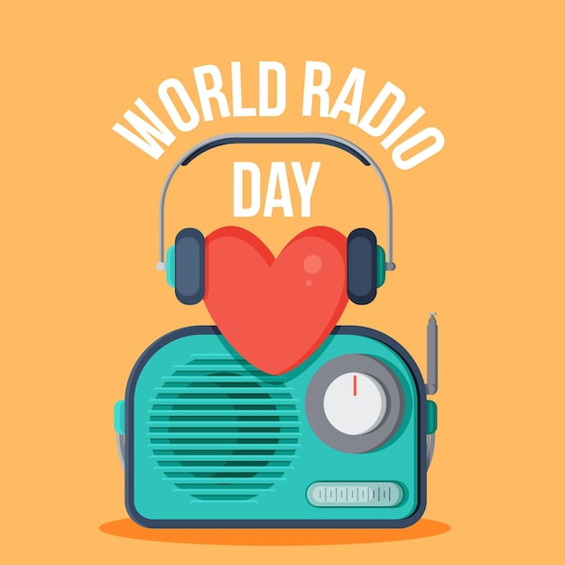 Vector flat design world radio day