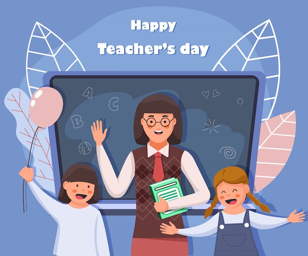 Flat design world teacher's day background