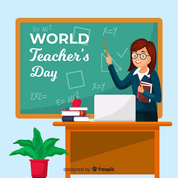 Flat design world teacher's day background