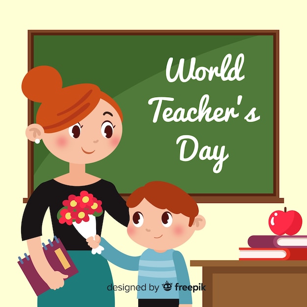 Flat design world teachers day