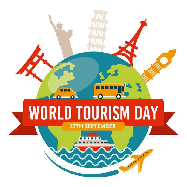 Vector flat design world tourism day concept