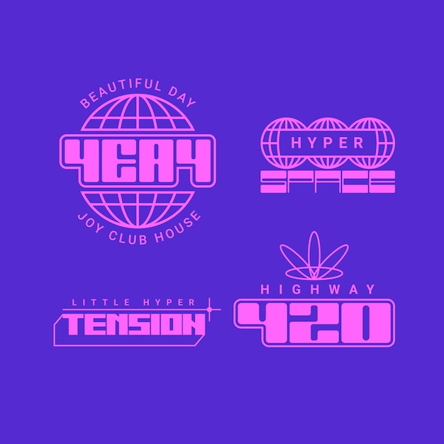 Flat design y2k logo set