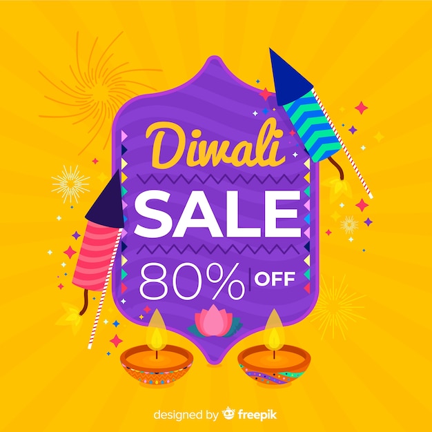 Vector flat design of yellow diwali sale