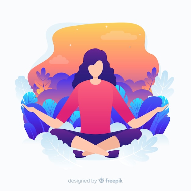 Flat design yoga character for landing page