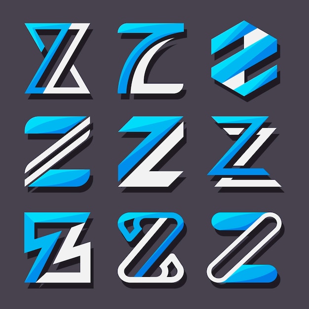 Flat design z letter logo template pack