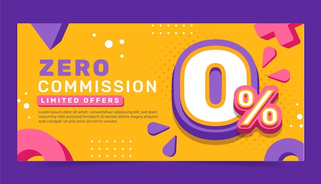flat design zero commission sale banner