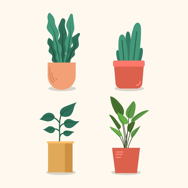 Flat desing green plants collection