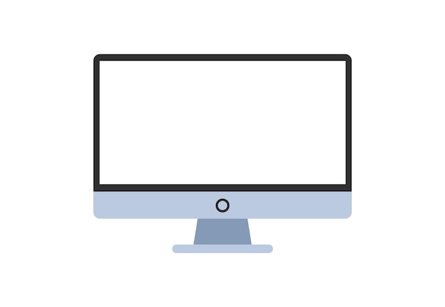 Flat Desktop Monitor White Display Isolated Vector Illustration Icon