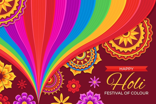 Vector flat detailed holi festival illustration