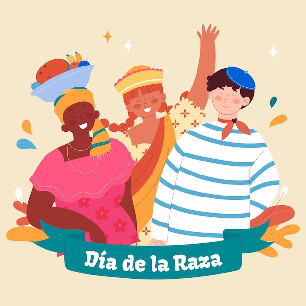 Flat dia de la raza illustration