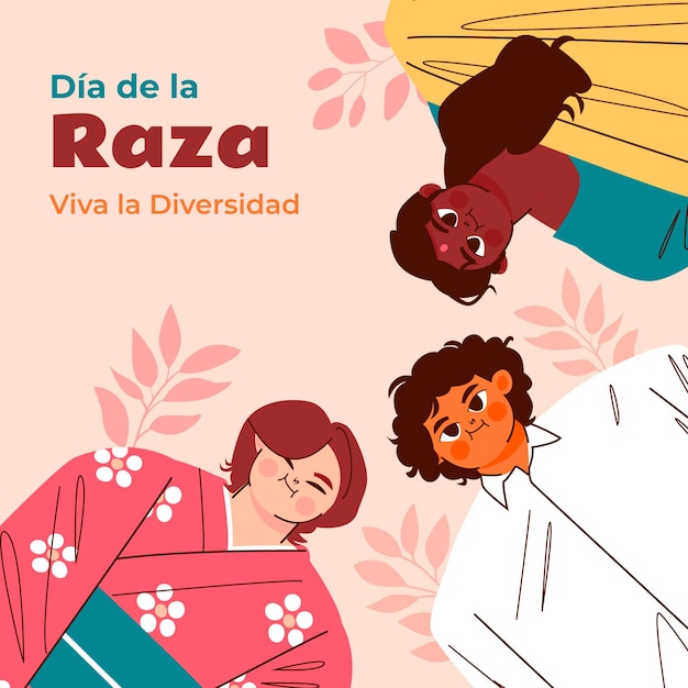 Vettore illustrazione piatta del dia de la raza