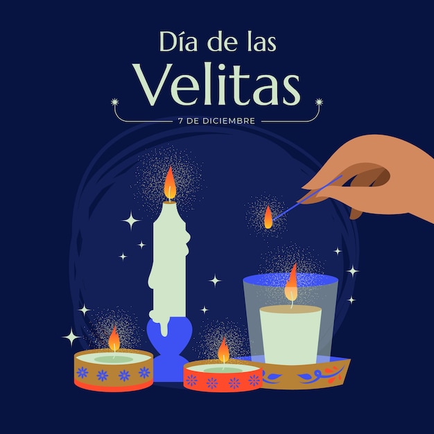 フラット dia de las velitas イラスト