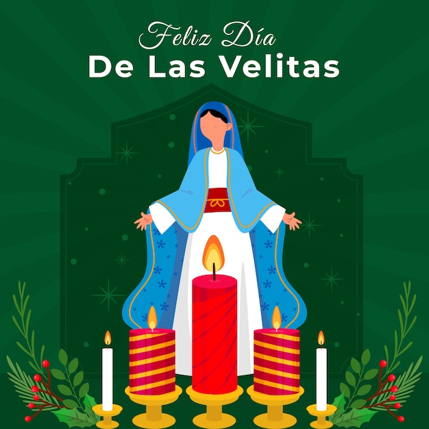 Vector flat dia de las velitas illustration