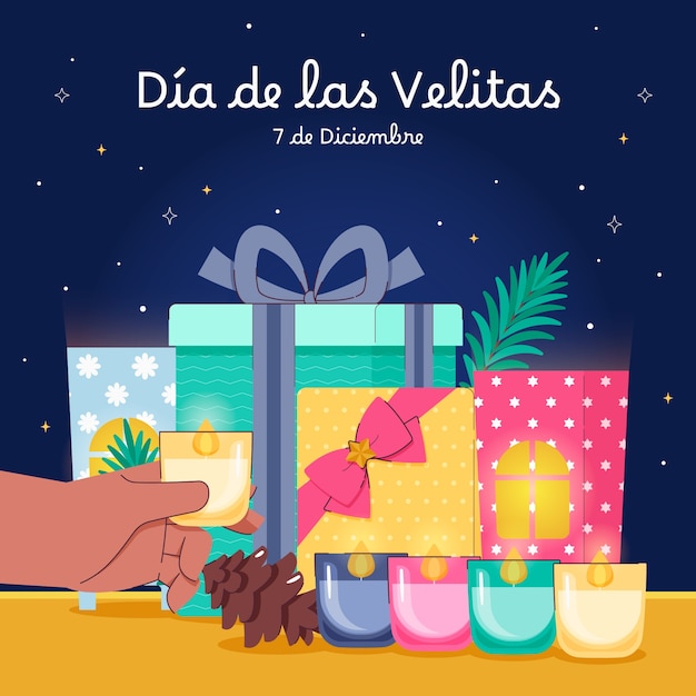 Vector flat dia de las velitas illustration