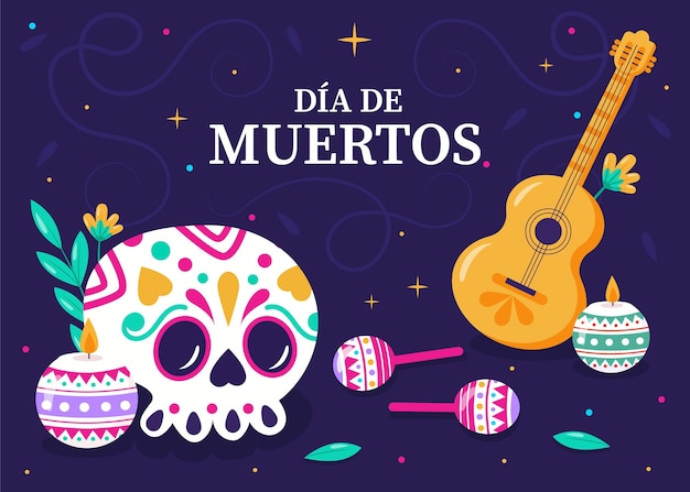 Flat dia de muertos background