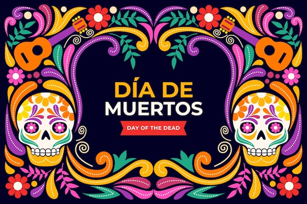 Flat dia de muertos background