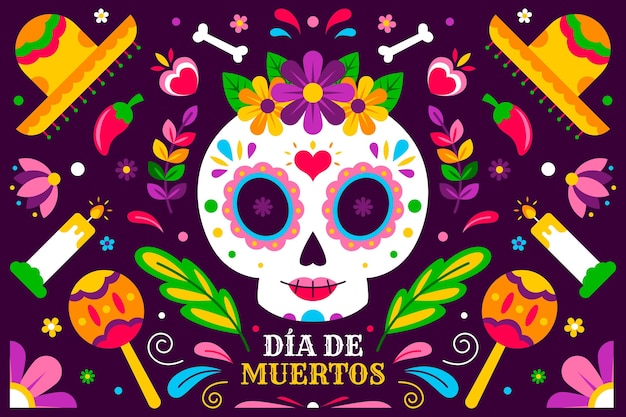 플랫 디아 드 muertos 배경