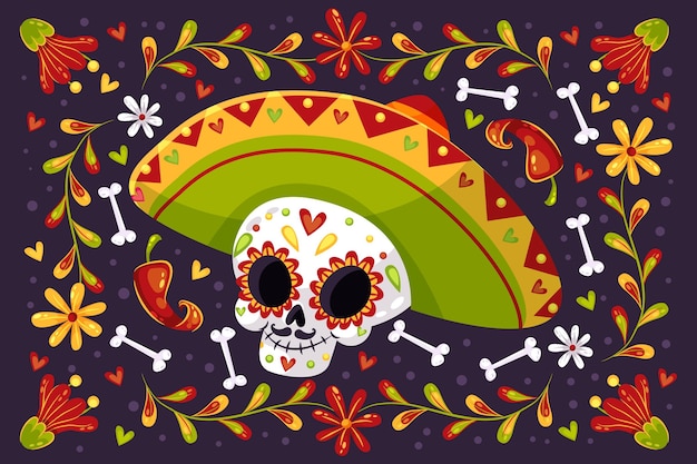 Flat día de muertos background