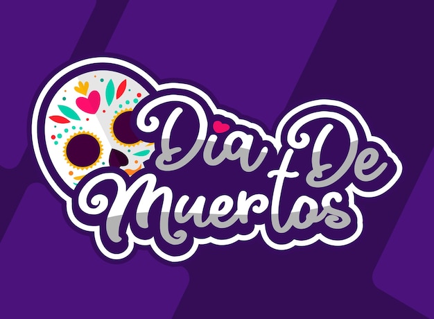 Flat dia de muertos badges collectie en achtergrond