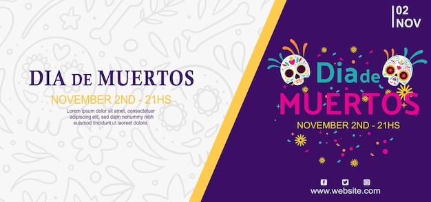 Flat dia de muertos badges collection and background