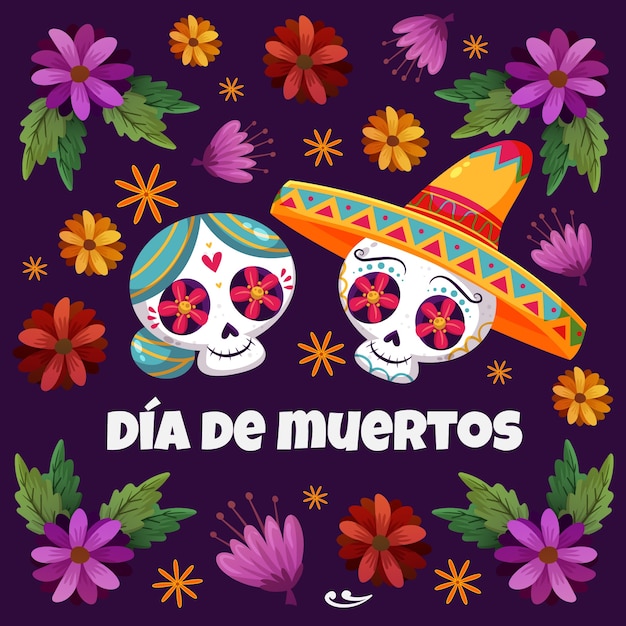 Flat dia de muertos illustration