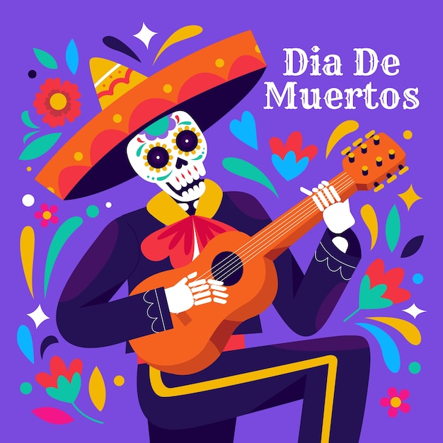 Flat dia de muertos illustration