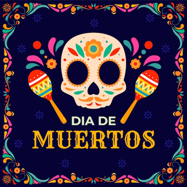 Flat dia de muertos illustration