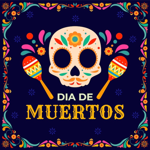 Flat dia de muertos illustration