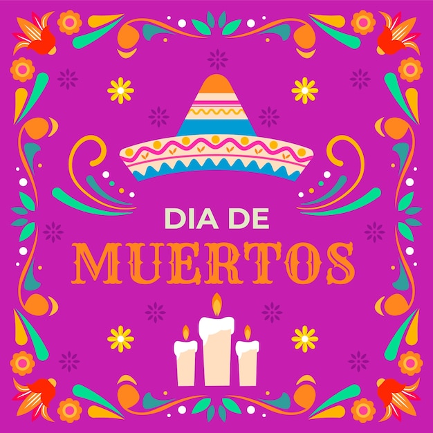 Flat dia de muertos illustration