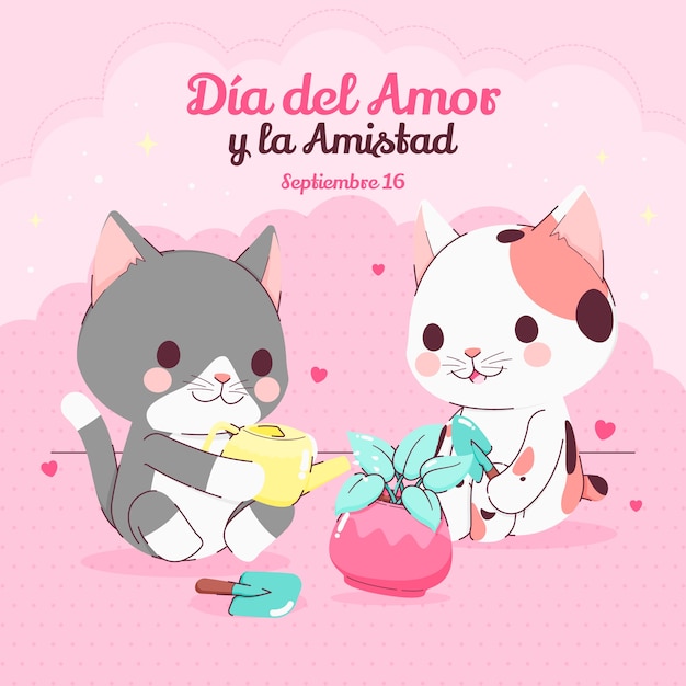 Flat dia del amor y la amistad illustration