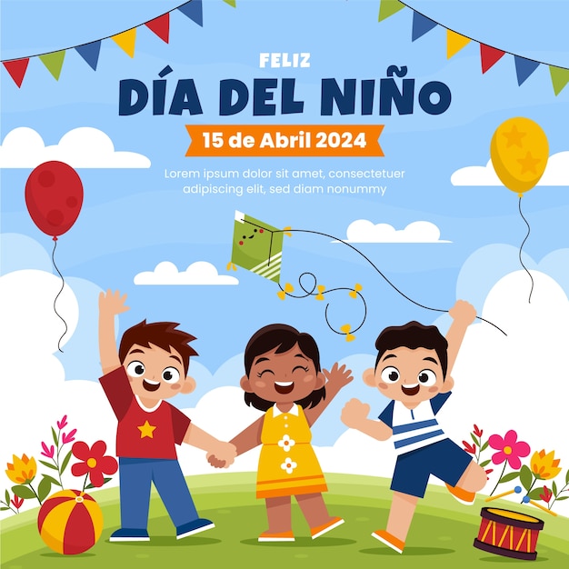 Flat dia del nino illustration