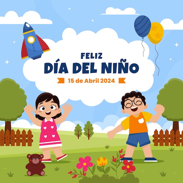 Flat dia del nino illustration