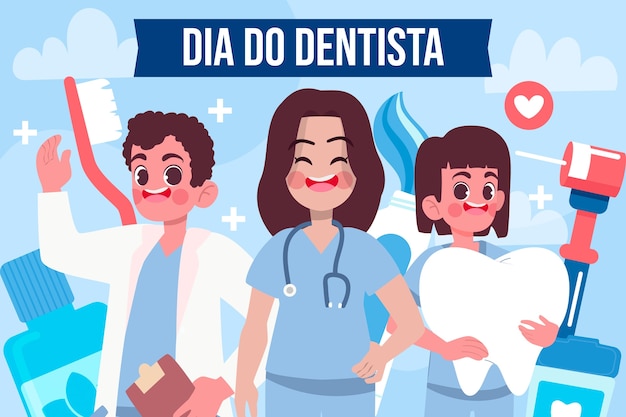 Flat dia do dentista illustration