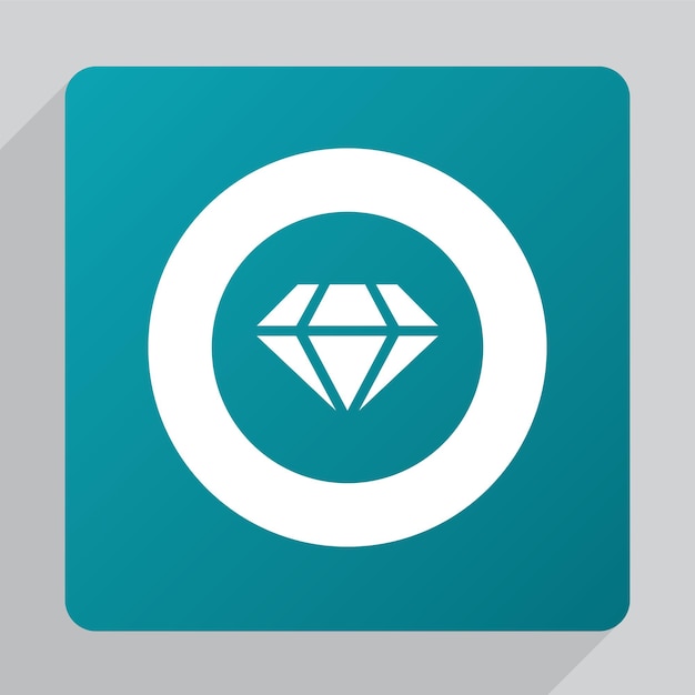 Flat diamond icon, white on green background