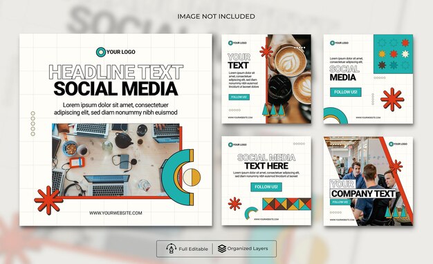 Vettore flat digital marketing instagram post template design con tema retro e gradiente