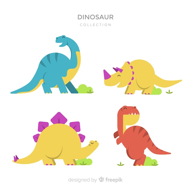 Collezione di dinosauri piatti