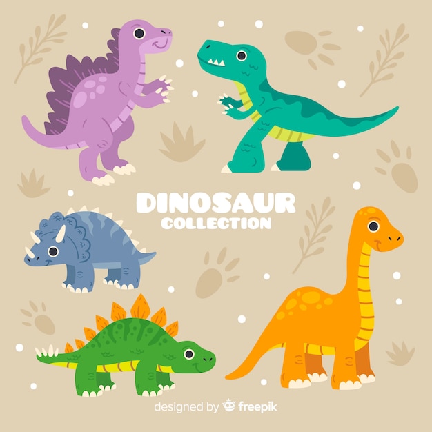 Vector flat dinosaur collection